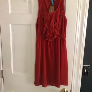 Burnt orange ruffle dress